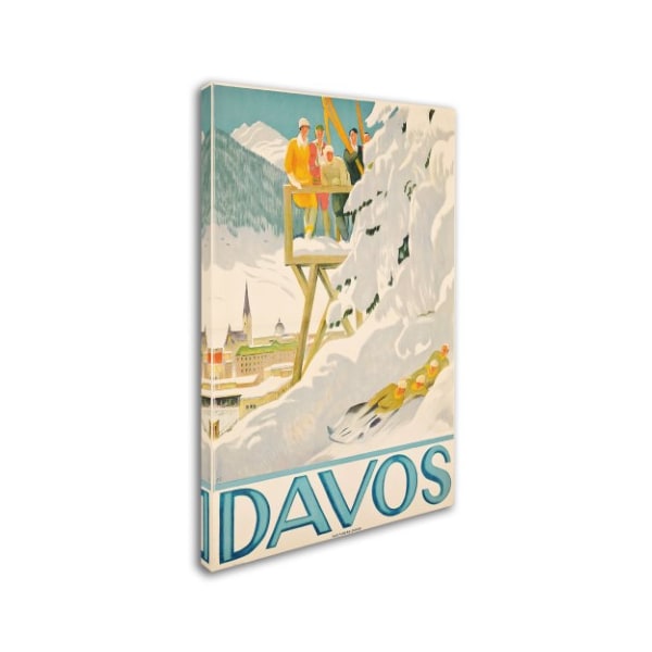 Vintage Apple Collection 'Davos Skiing' Canvas Art,22x32